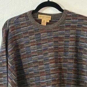 Vtg Tricots St. Raphael Large Sweater Merino Pure New Wool Lines Square Pattern